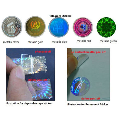 Labels olographes auto-adhésifs de degré de sécurité de laser pour la bouteille en verre