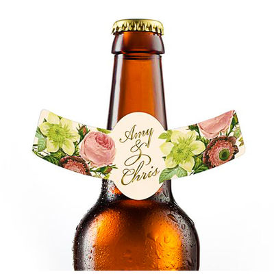 Labels adhésifs imperméables de cou de bouteille à bière d'hologramme d'autocollant de label de cou de bouteille de vin de vinyle