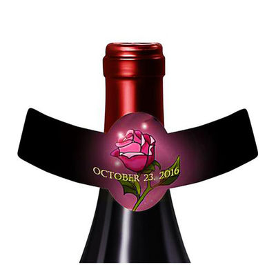 Labels adhésifs imperméables de cou de bouteille à bière d'hologramme d'autocollant de label de cou de bouteille de vin de vinyle