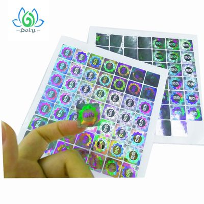 Label valide brillant d'autocollant d'hologramme d'aluminium argenté, autocollants inaltérables clairs