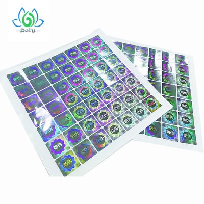 Label valide brillant d'autocollant d'hologramme d'aluminium argenté, autocollants inaltérables clairs