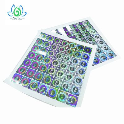 Label valide brillant d'autocollant d'hologramme d'aluminium argenté, autocollants inaltérables clairs
