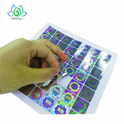 Label valide brillant d'autocollant d'hologramme d'aluminium argenté, autocollants inaltérables clairs