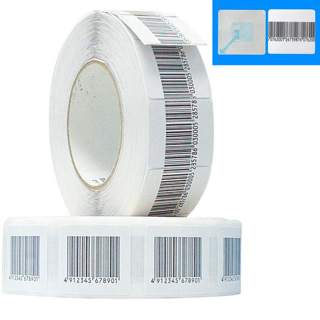 Anti étiquette molle d'autocollant de label de code barres du vol rf 4*4cm 8,2 mégahertz d'EAS de sécurité de code barres de petit pain de label